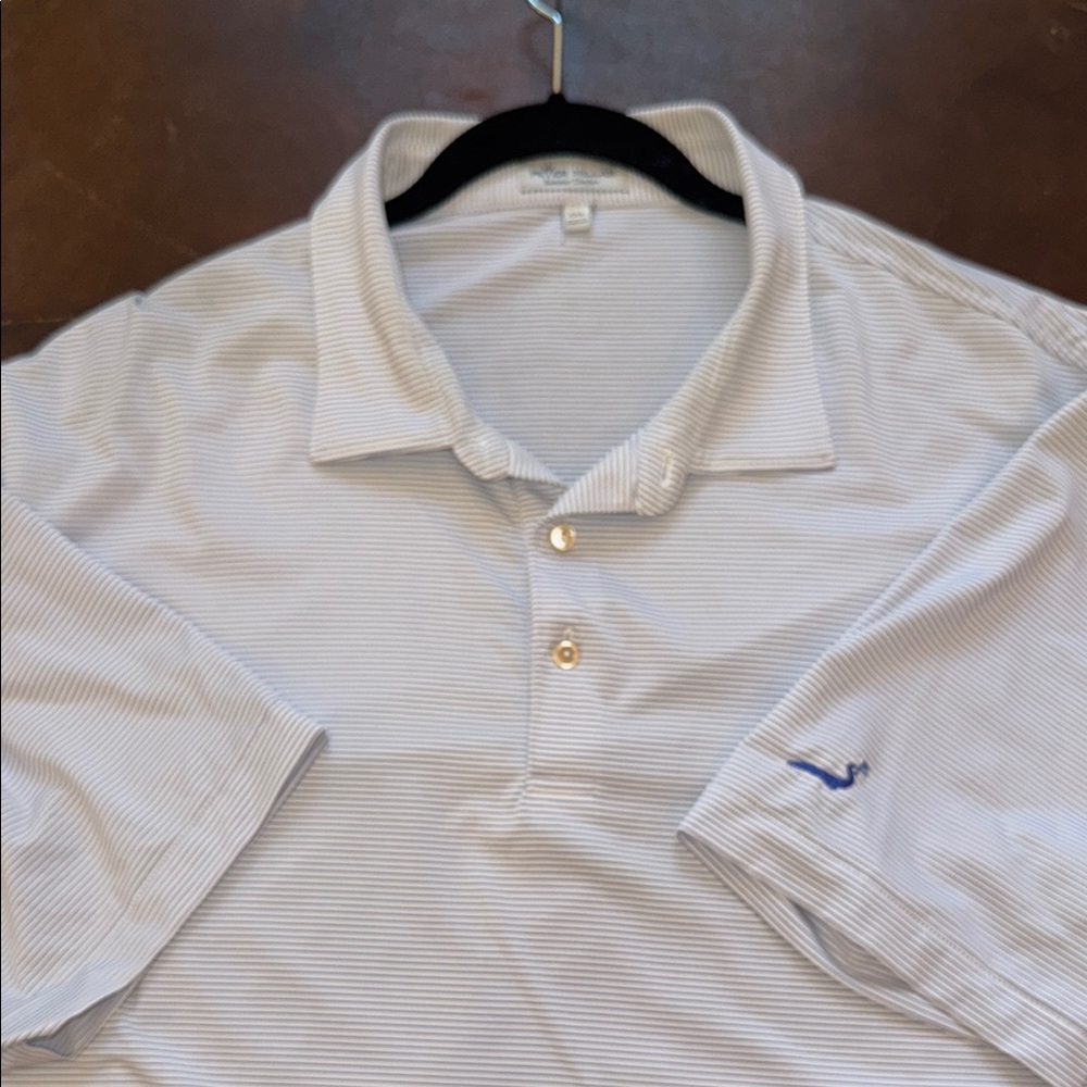 Men's White Striped Polo Shirt